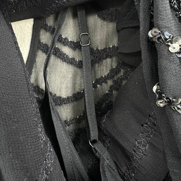 ALLSAINTS Ales Dress Womens US 2 Black Short Sleeve Sequin Embellished Shift - Picture 12 of 16